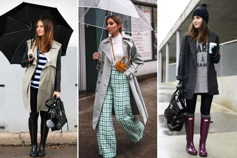 3 looks de street style para un día de lluvia.