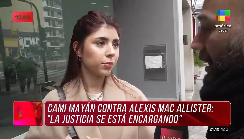 Captura de la nota donde Camila Mayan habló sobre la demanda a Alexis Mac Allister.