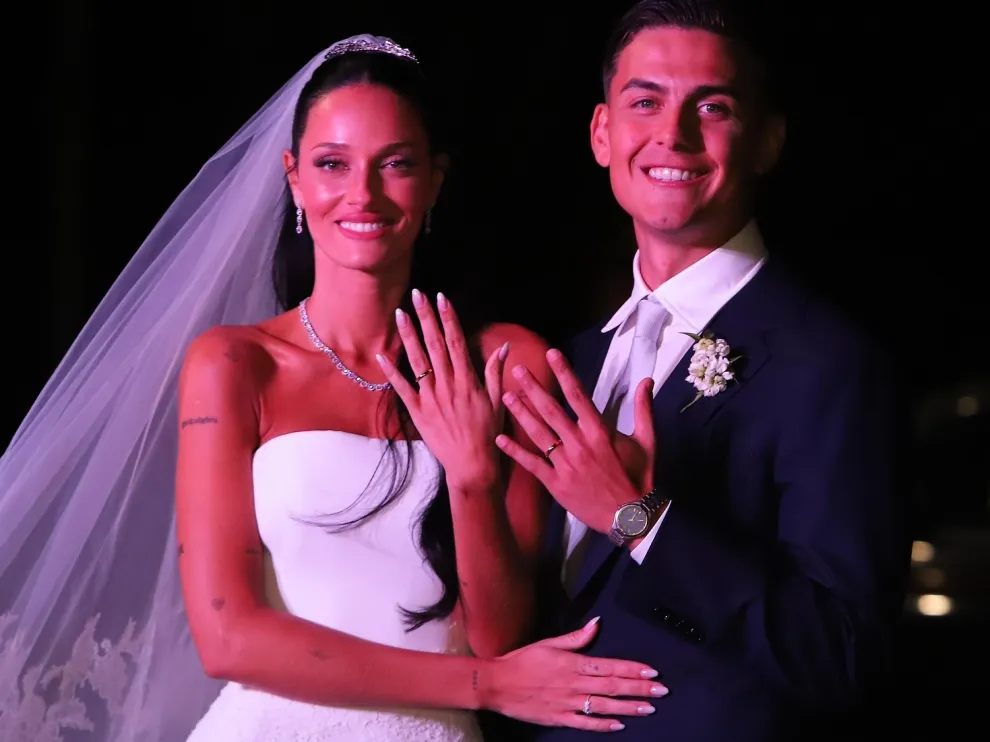 Paulo Dybala y Oriana Sabatini el día de su casamiento