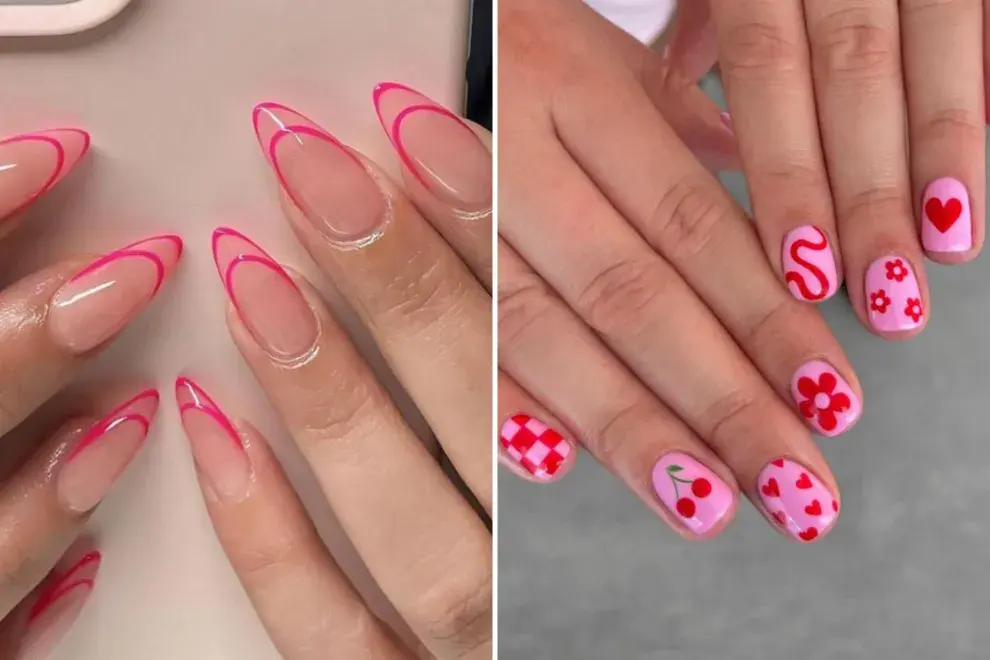 diseños de uñas rosas