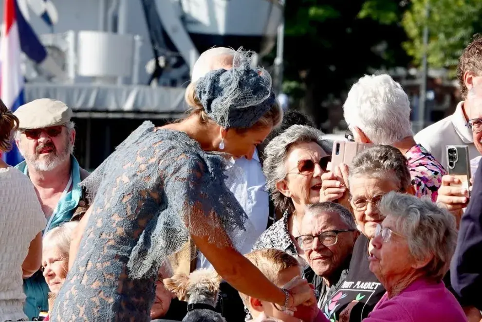 Máxima Zorreguieta ý su vestido estilo nude, el 27 de agosto de 2024.