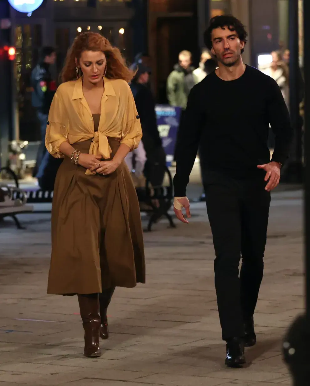 Blake Lively y Justin Baldoni en el rodaje de 'It Ends with Us".