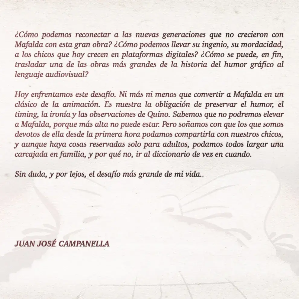 La palabra de Juan José Campanella sobre la serie de Mafalda.