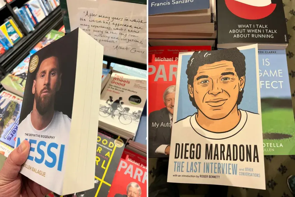 En la sección de libros sobre fútbol, Maradona y Messi tienen su lugarcito ganado.