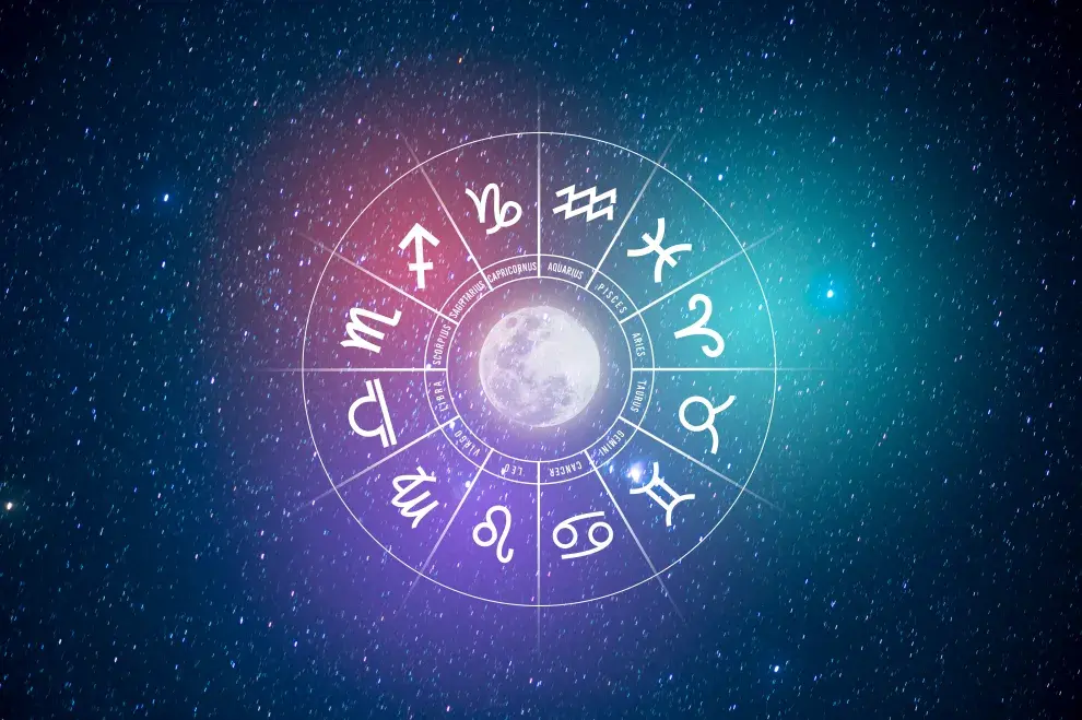 La rueda zodiacal, con los símbolos de los 12 signos astrales.