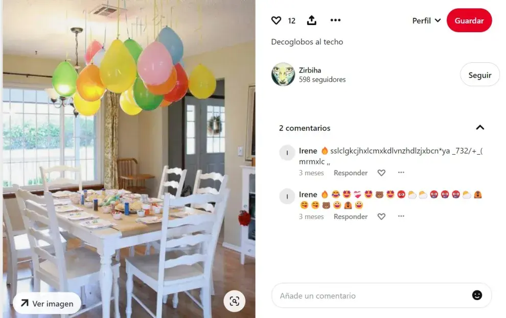 Los globos pegados al techo nos encantaron.