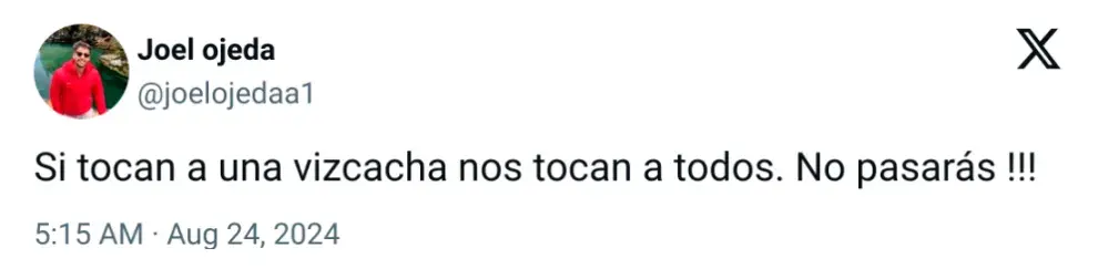 Captura del tweet de Joel Ojeda.