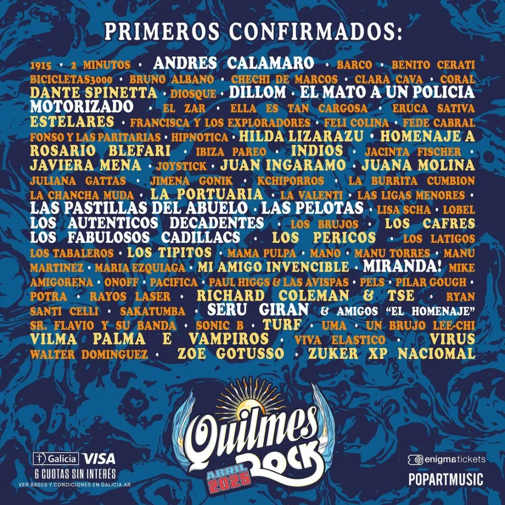 El line up confirmado del Quilmes Rock 2025.