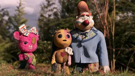 Un fotograma de "Ollie está perdido", con tres de sus personajes en un bosque.