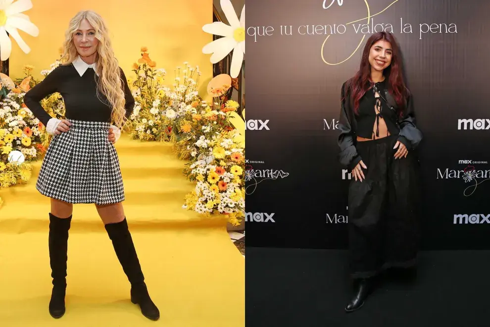 Cris Morena con un look en blanco y negro, y Cami Mayan en total black