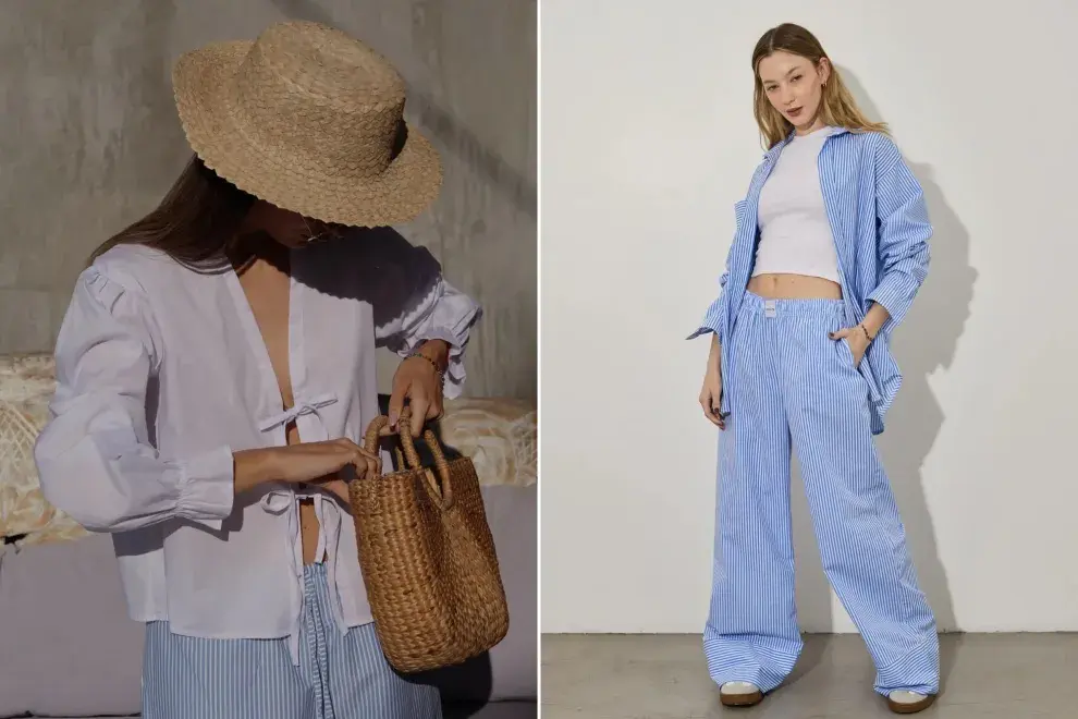 Dos modelos mujeres usando ropa de Avellaneda.