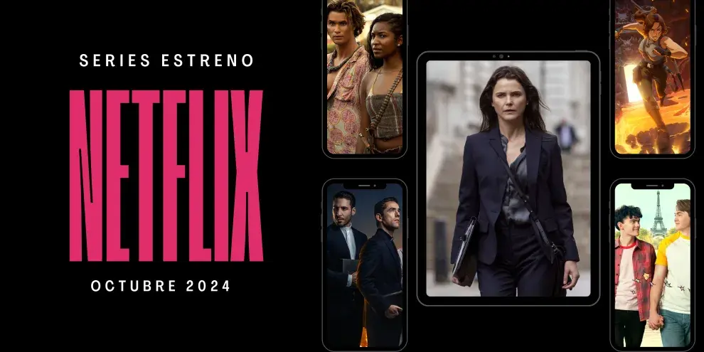 Montaje de series estreno de octubre2024  en Netflix.