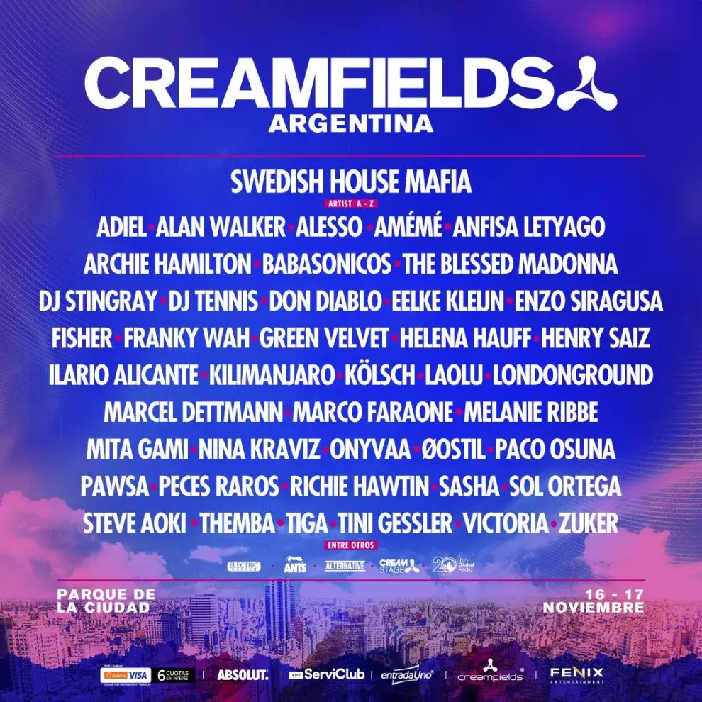 Banner de line up Creamfields Argentina 2024