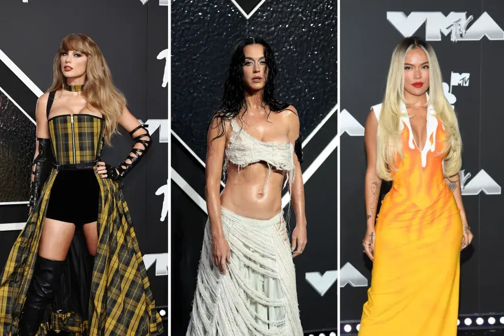 Fotos de Taylor Swift, Katy Perry y Karol G, los mejores looks en la alfombra roja de los MTV VMAs 2024.