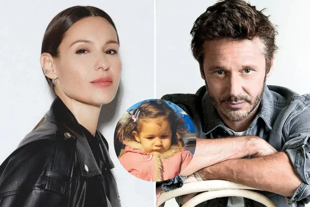 Armado de fotos de Pampita, Benjamín Vicuña y Blanquita.