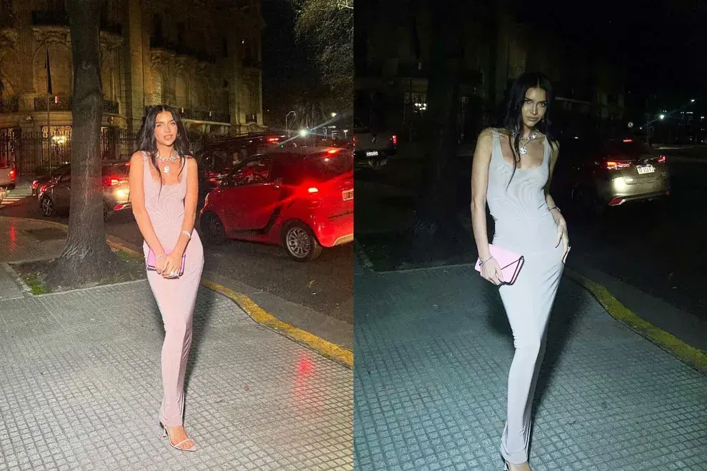 Zaira Nara muy sexy con un diseño en rosa empolvado