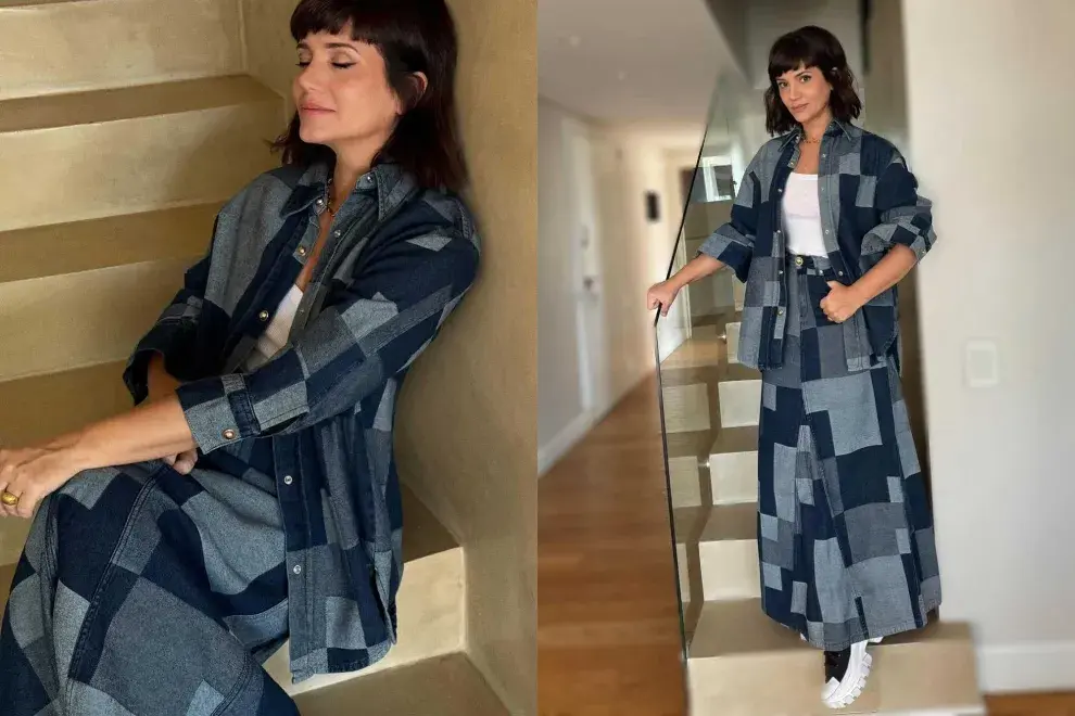 Griselda Siciliani con un look total denim