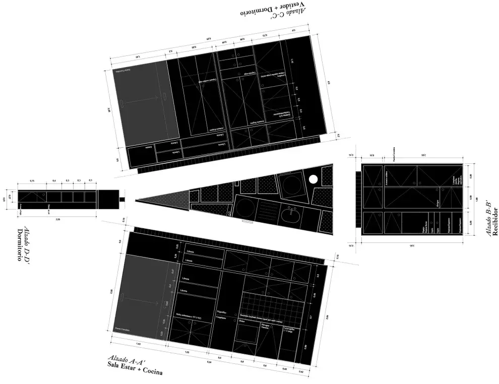 El plano del departamento con la posición exacta del triángulo