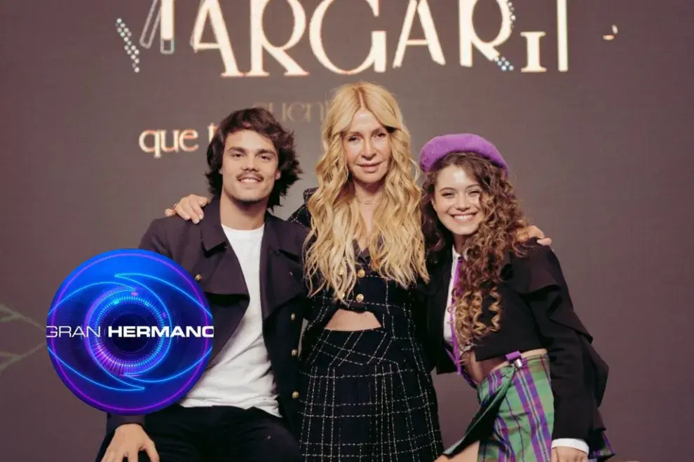 El elenco de Margarita con un logo de Gran Hermano.