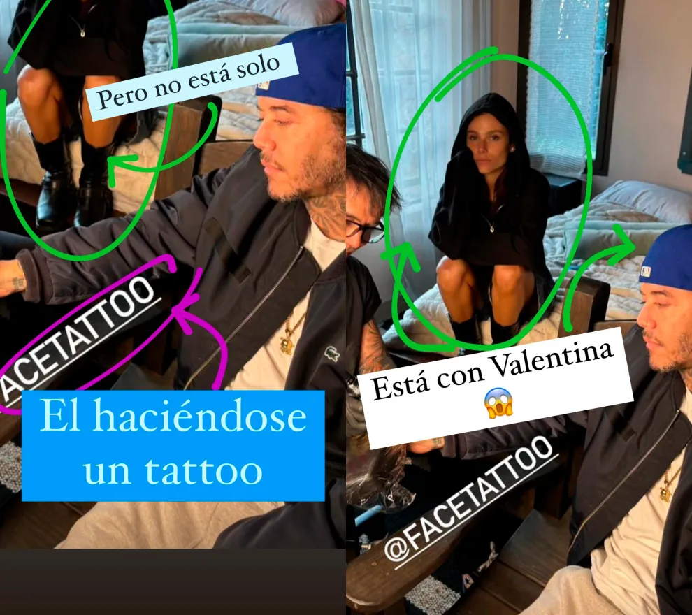 Storie en donde se ve a Valentina Zenere y Sebastián Ortega juntos.