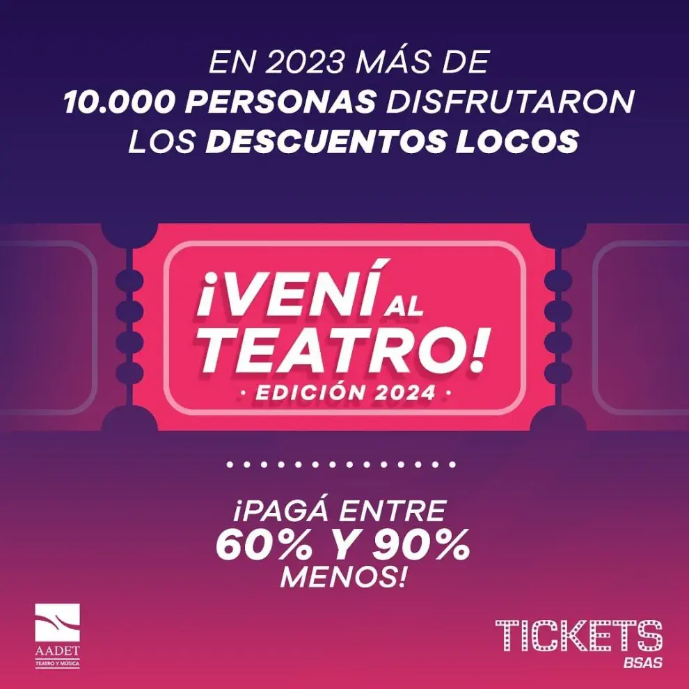 Banner de la iniciativa Vení al Teatro 2024.