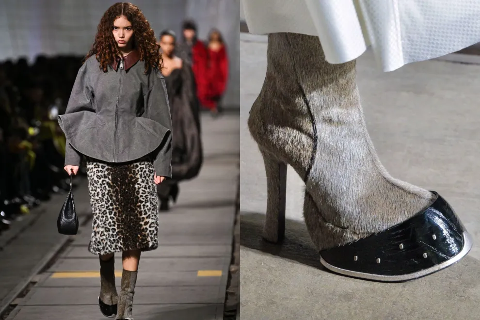 Una mujer desfilando con las nuevas botas de pezuña