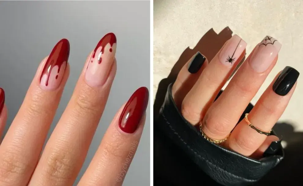 dos diseños de uñas de halloween