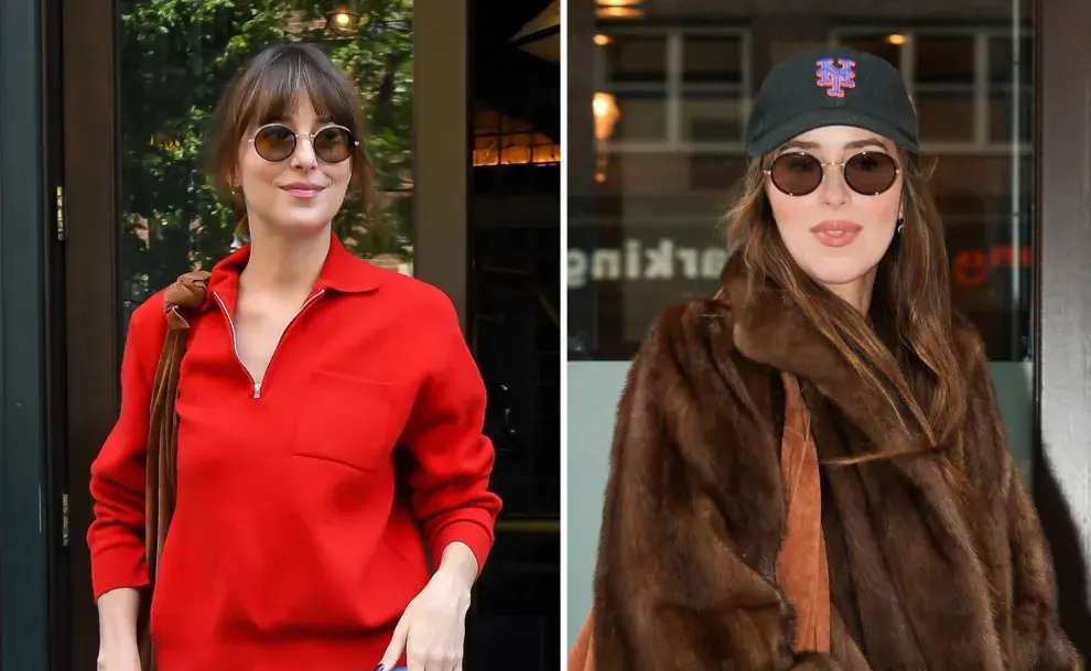 Dakota Johnson caminando por Nueva York