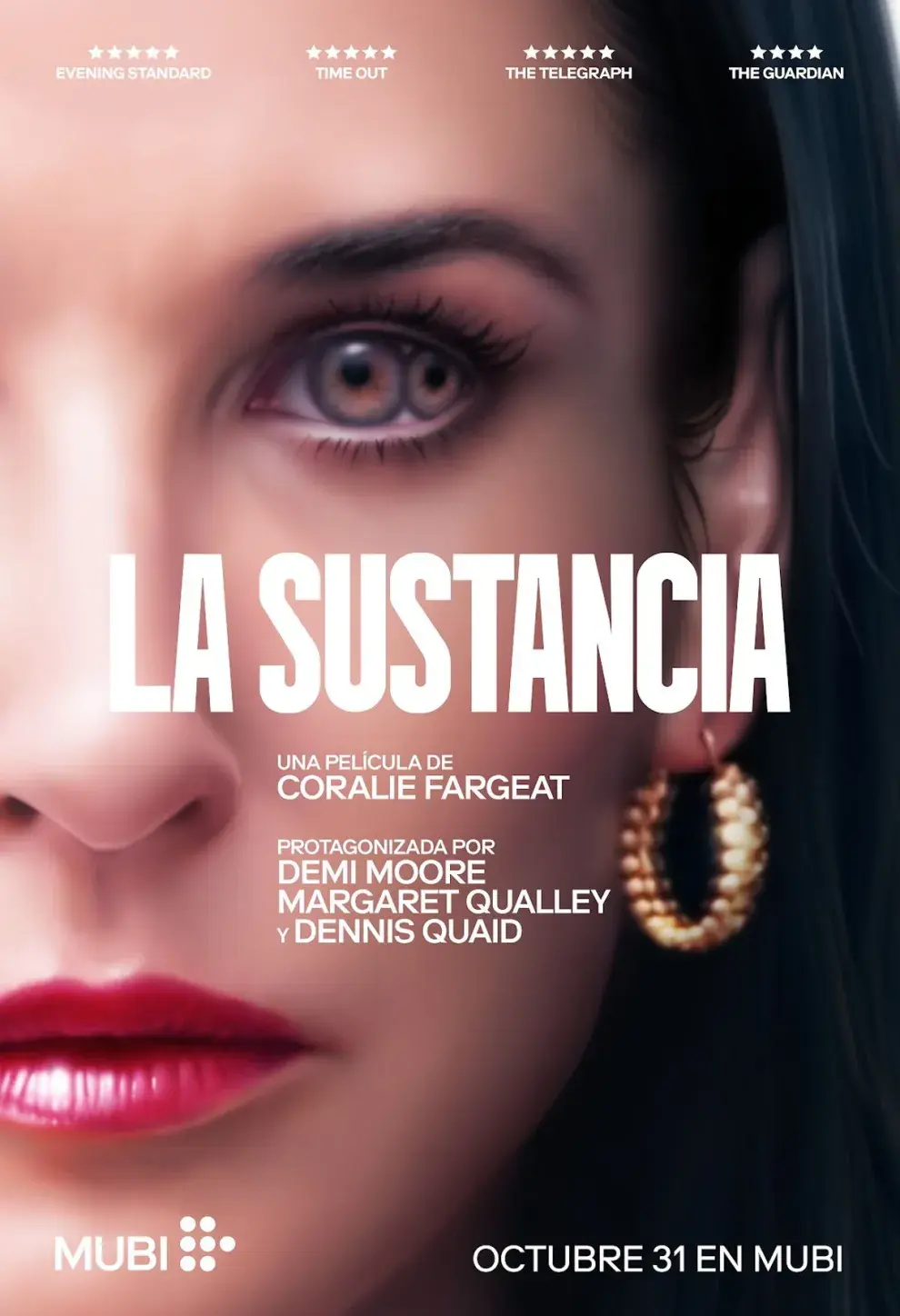 Poster de La sustancia, que confirma su fecha de estreno en streaming en MUBI.