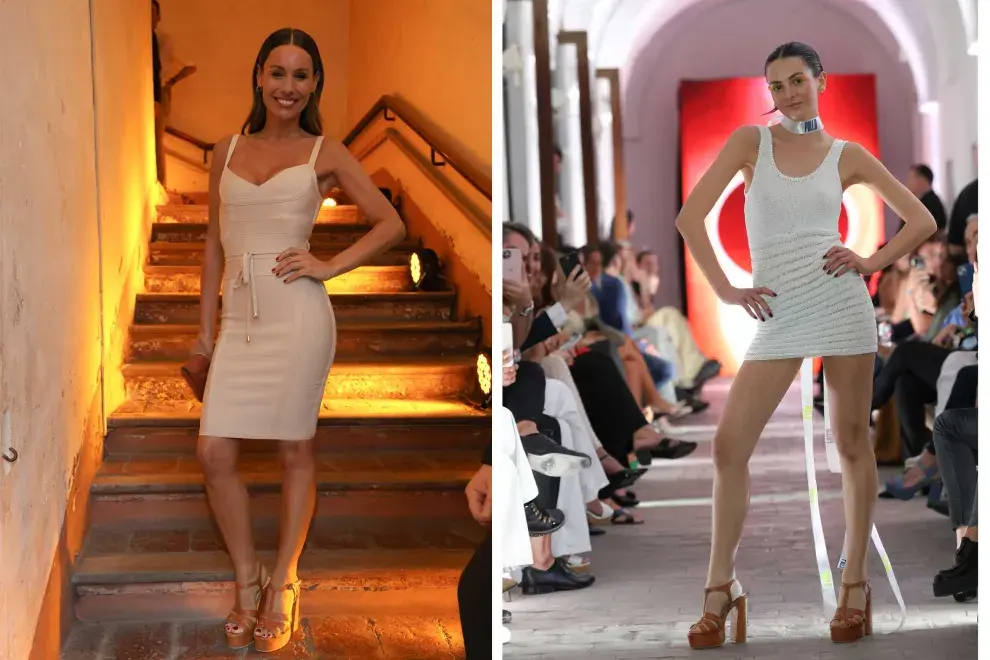 Pampita en el desfile de Pulidshoes