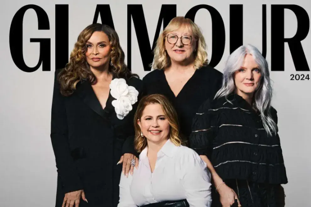 Maggie Baird, Donna Kelce, Tina Knowles, y Mandy Teefey en Glamour