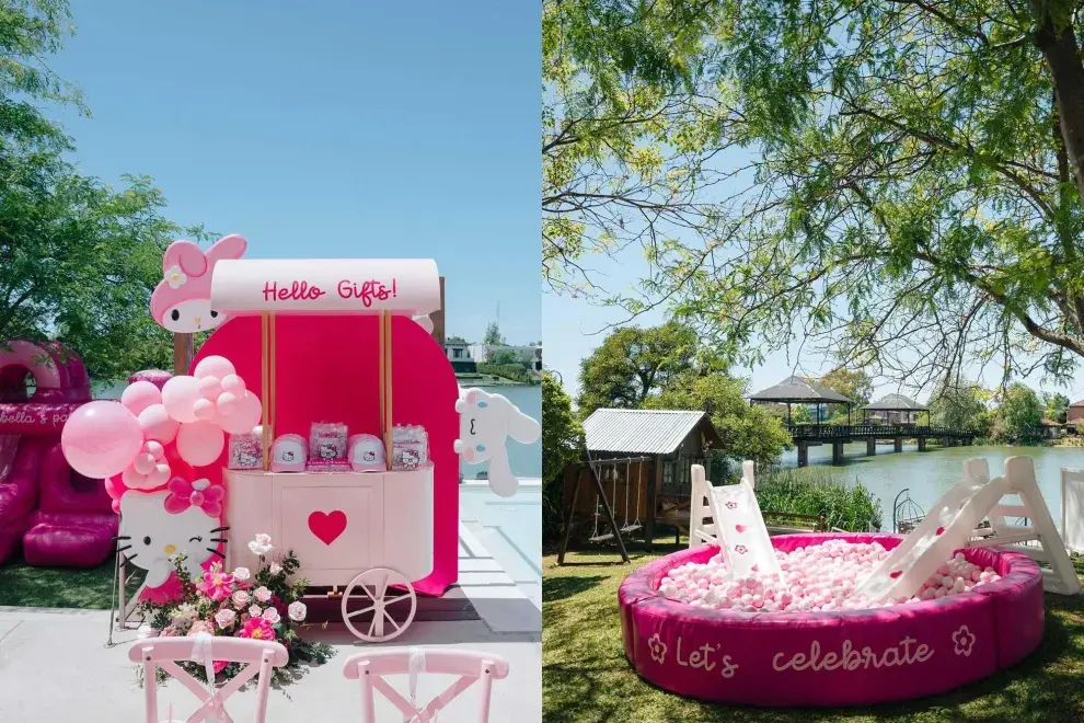 La sorpresa fue la temática que eligió Wanda para la decoración del cumpleaños. La deco estaba inspirada en Hello Kitty, en donde también se hicieron presentes los personajes de este dibujo animado