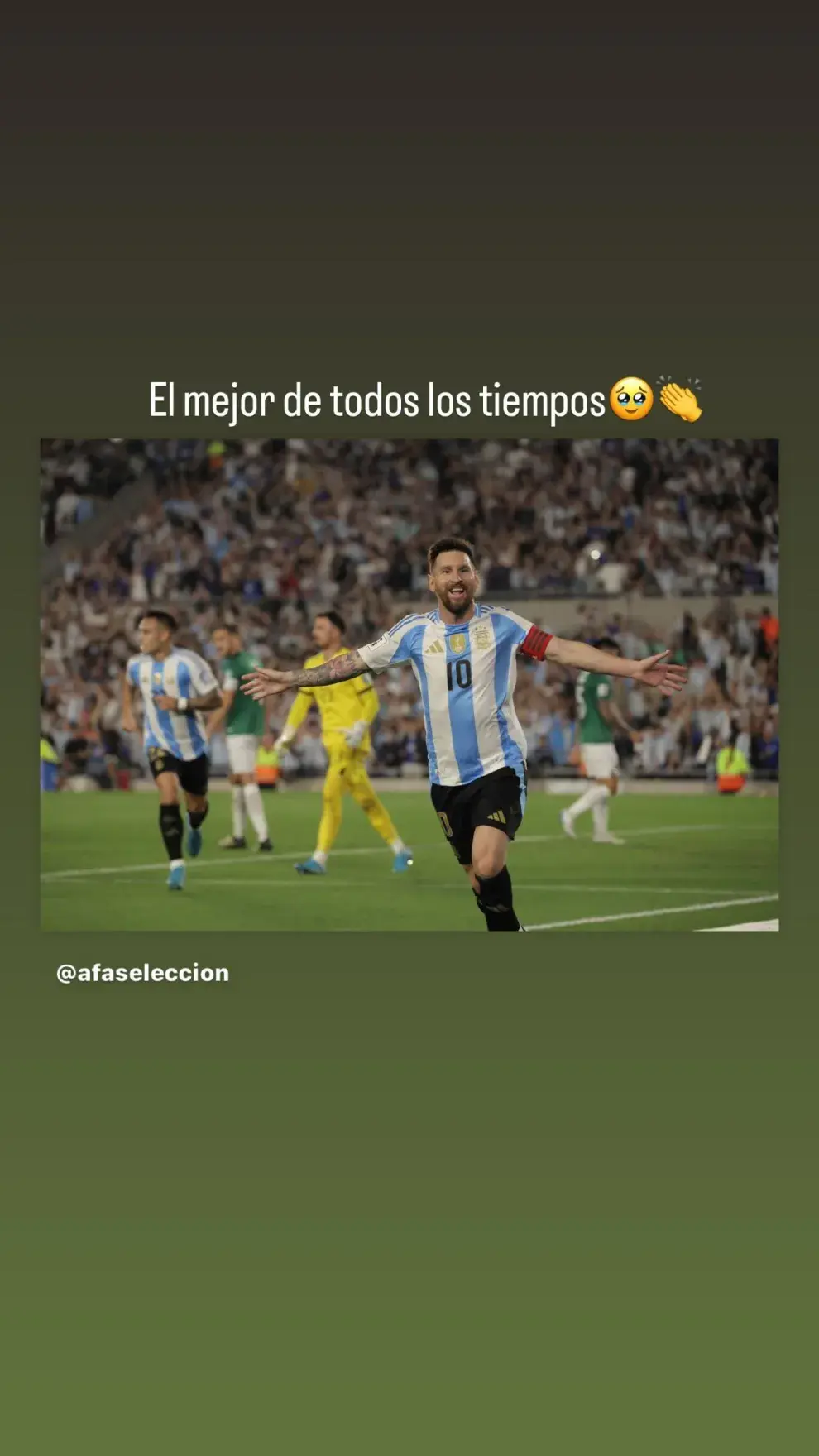 Captura de storie de Antonela Roccuzzo celebrando gol de Messi.