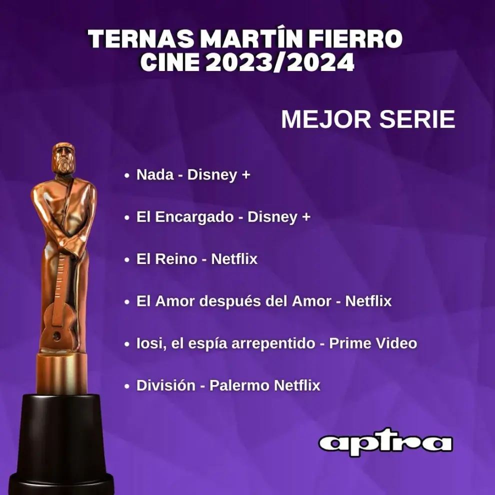 Gráfica con Las series de streaming nominadas al Martín Fierro de Cine.