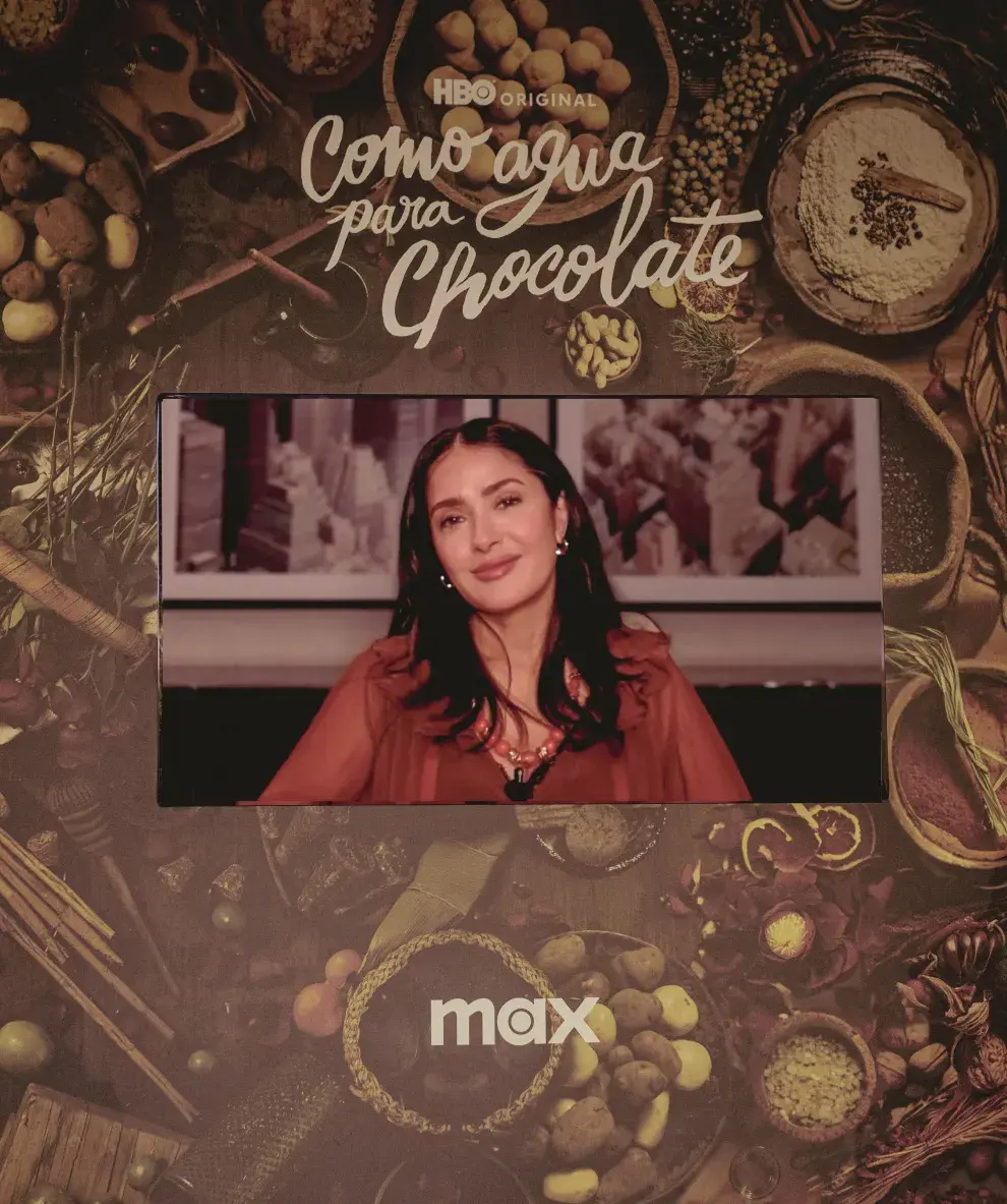 Salma Hayek en la presentación de Como agua para chocolate