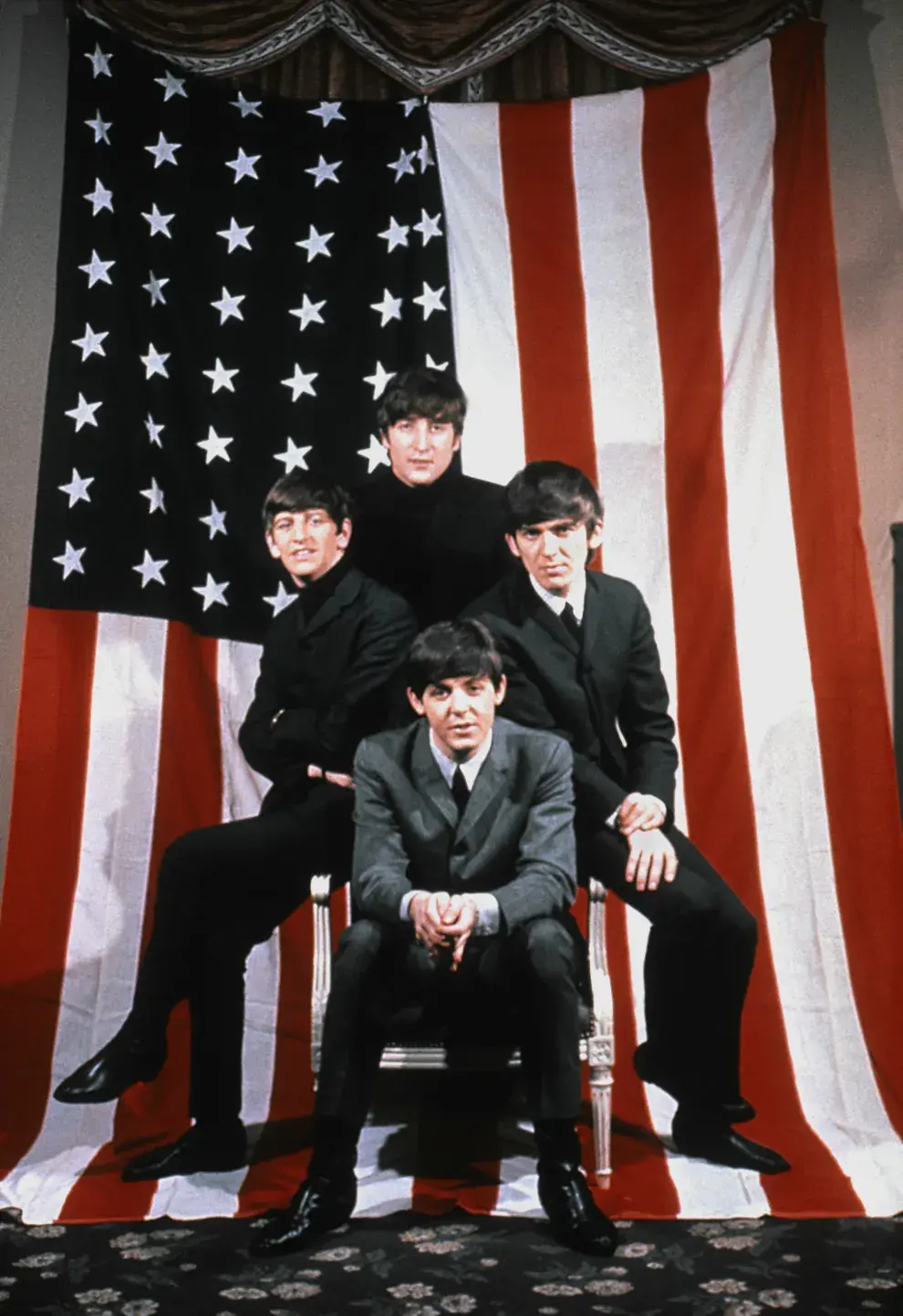 The Beatles durante su gira en Estados Unidos.