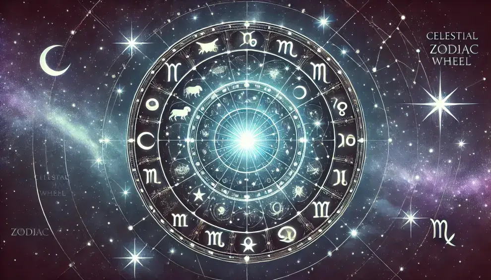 La rueda zodiacal, con los símbolos de los 12 signos astrales.