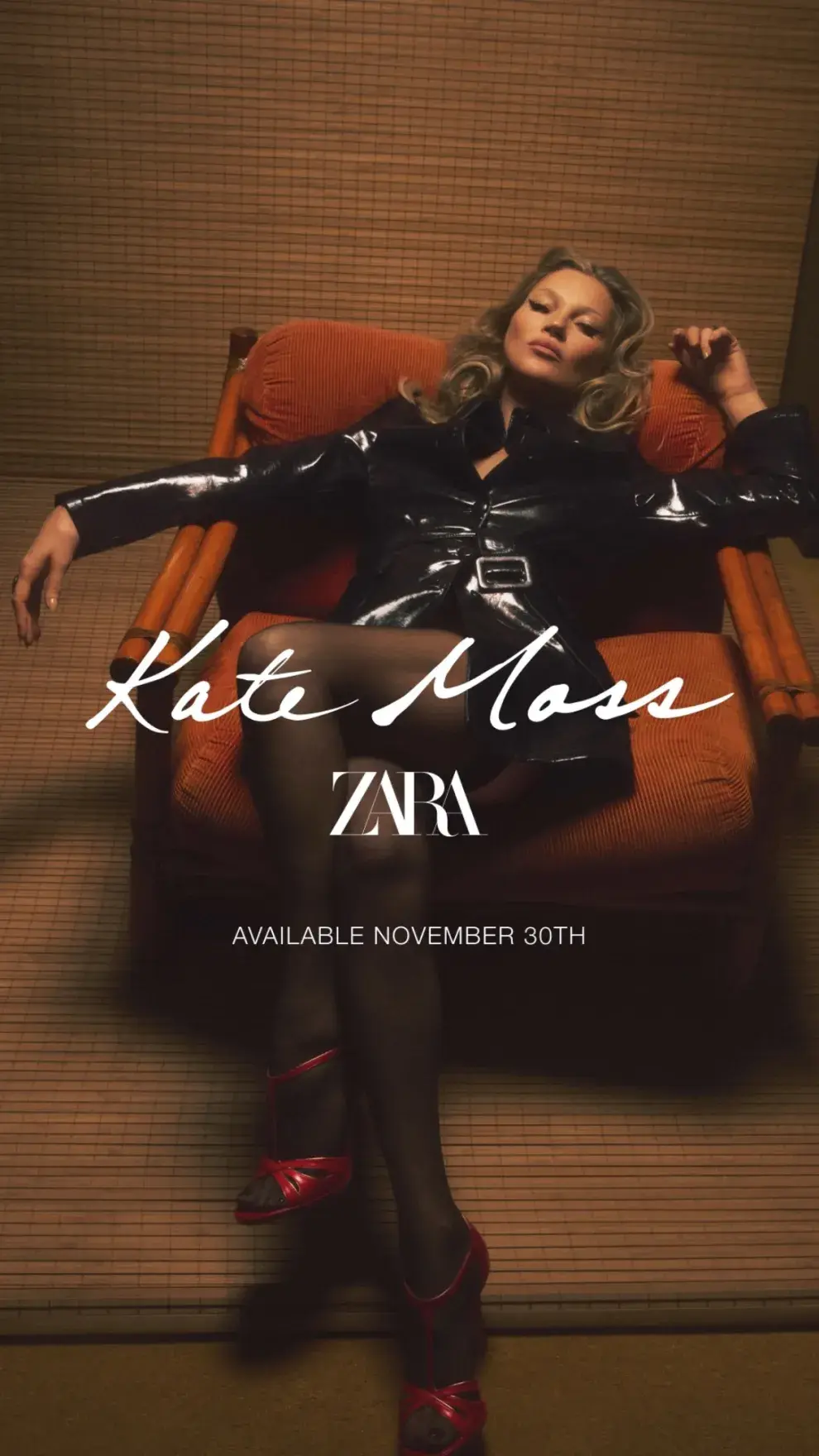 Póster del anuncio de la colección de Kate Moss para Zara.