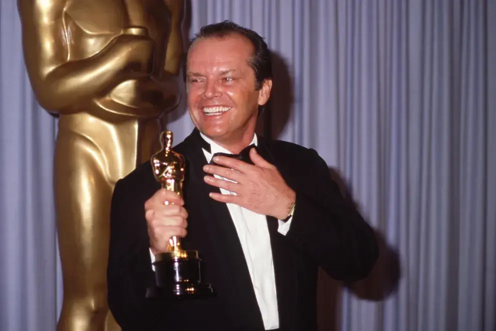 Foto de Jack Nicholson en la entrega de los Oscars de 1984.