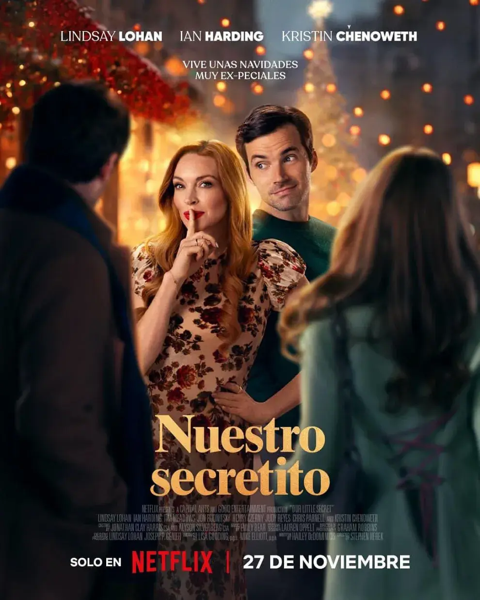 Póster de Nuestro secretito, película estreno con Lindsay Lohan.