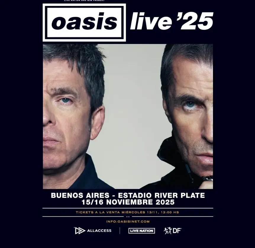 Póster del regreso de Oasis a la Argentina.