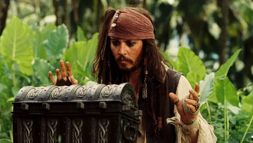 Foto de Johnny Depp en Piratas del Caribe.