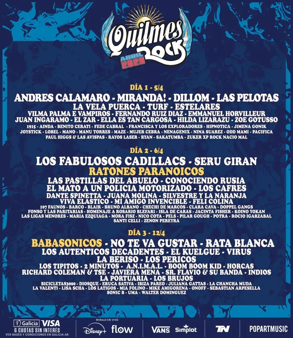 Anuncio de que Babasónicos se sumó al Quilmes Rock 2025.