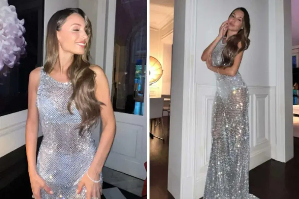 El look con brillos y transparencias de Pampita