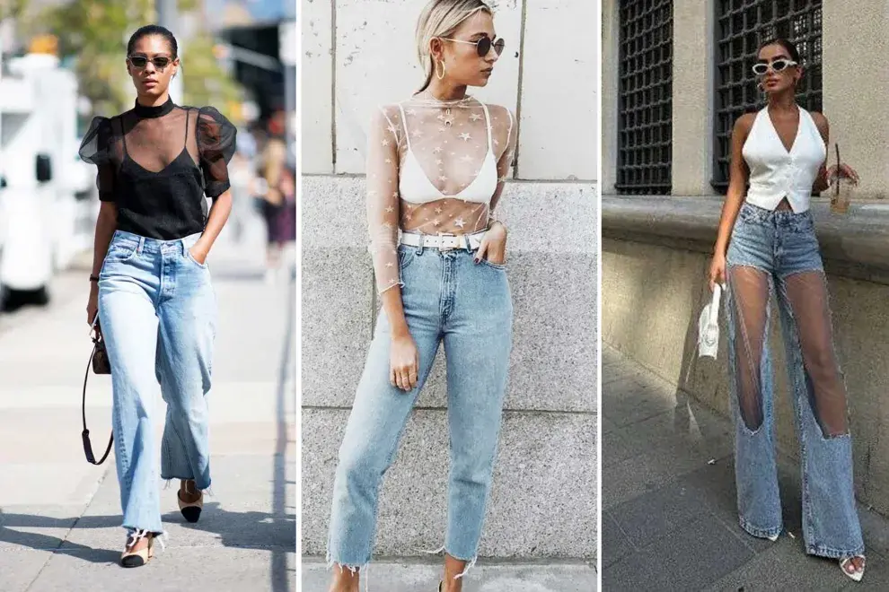 Las transparencias podemos llevarlas con jeans para un look de día