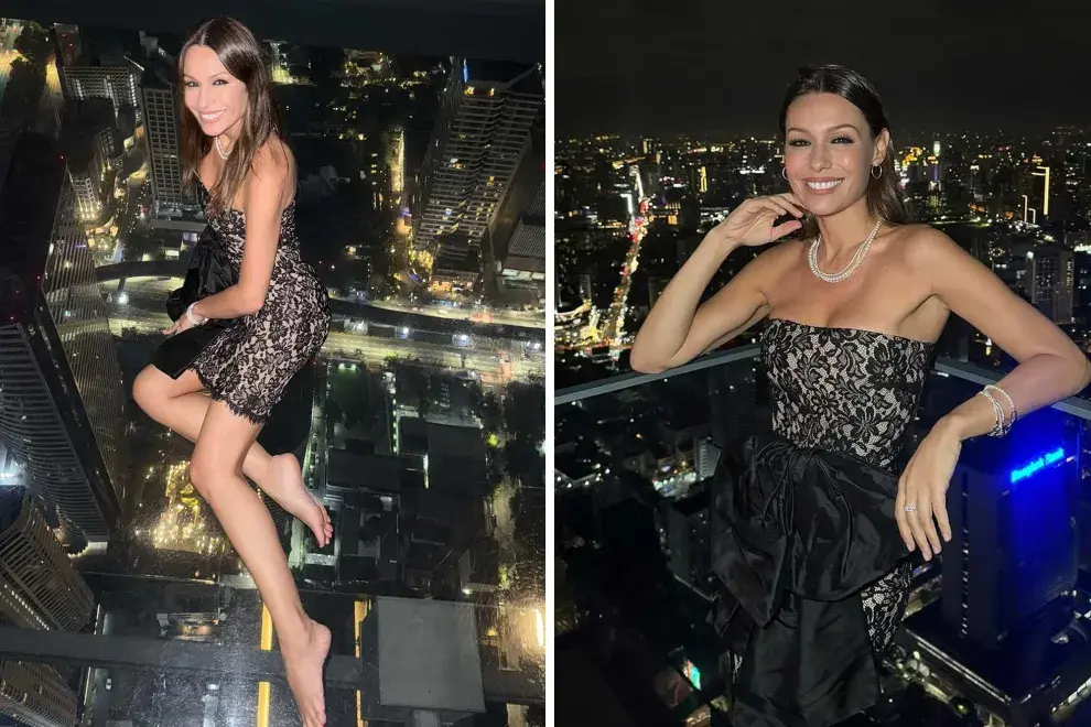 Pampita con una propuesta muy elegante en color negro y encaje