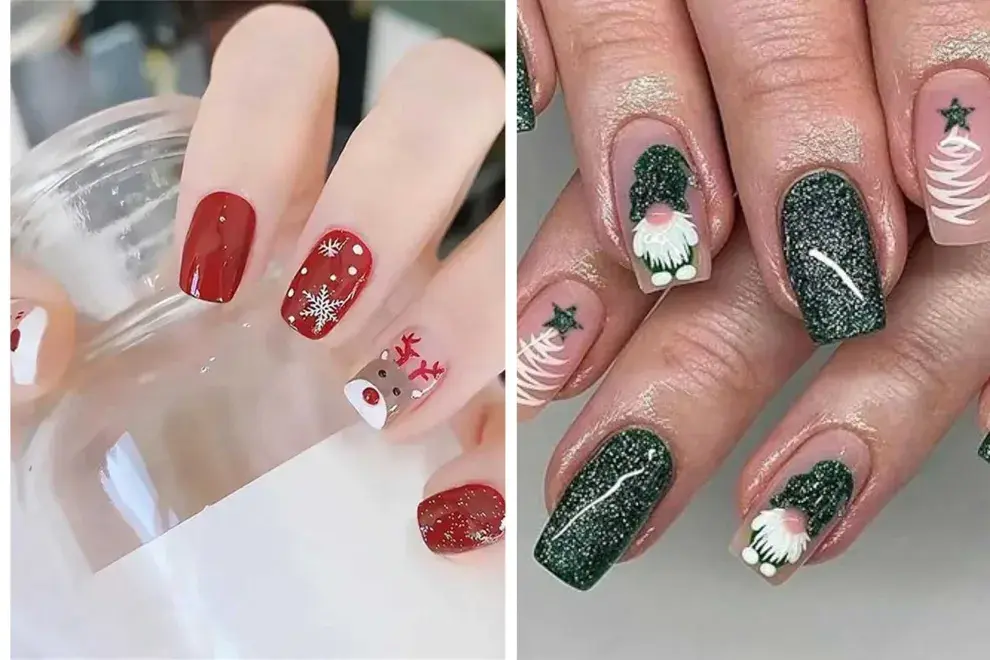 Con colores típicos de Navidad: blanco, verde y rojo