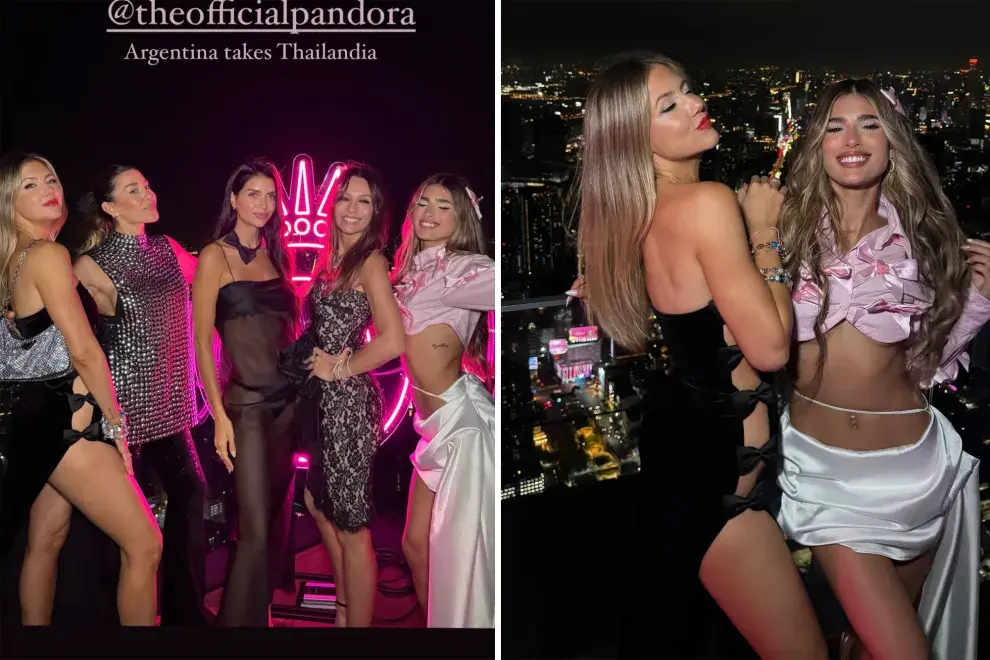 Pampita, Zaira Nara, Stephanie Demner, Juli Poggio y Jime Barón juntas en Tailandia