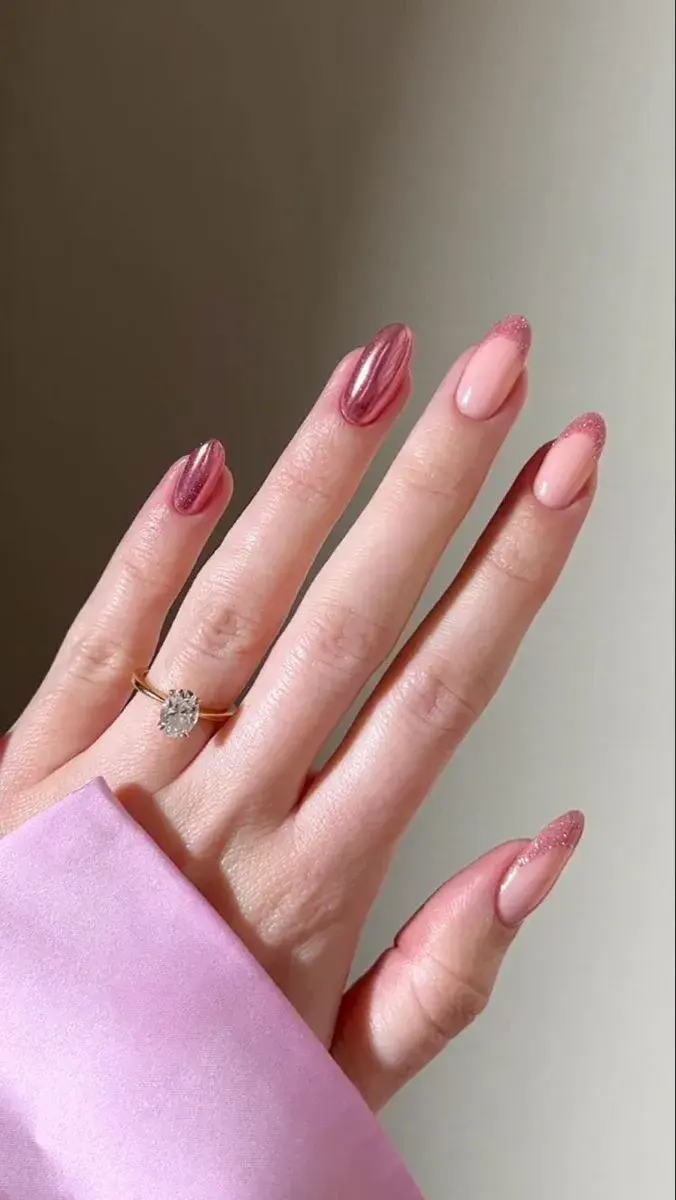 uñas rose gold