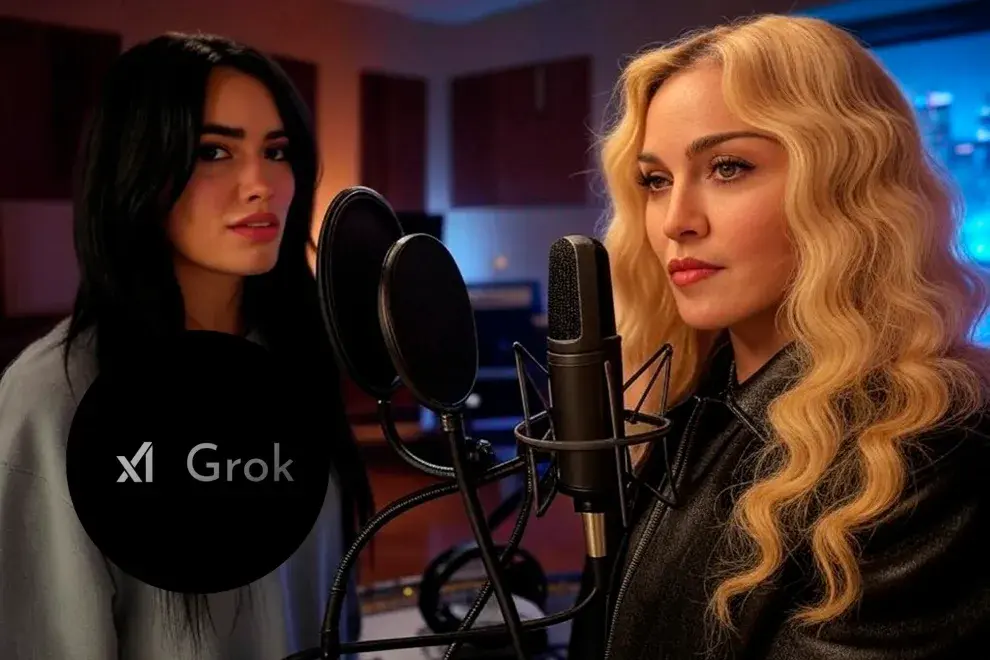 Foto de un reencuentro entre Lali y Madonna creado con Grok, la inteligencia artificial de X.